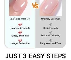 Tableau de comparaison détaillé montrant les avantages du gel de base LILY'CUTE amélioré.