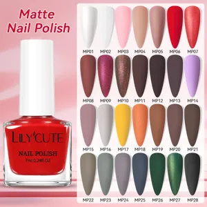 LILY'CUTE Matte Nagellak Sneldrogend Luchtdrogend Herfst Winter Nude Rood Bruin Matte Afwerking Professionele Nagellak