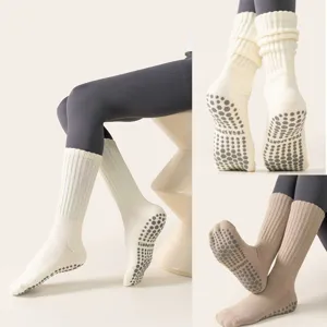 Detailed view of thick non-slip yoga socks with grip dots for Pilates and fitness