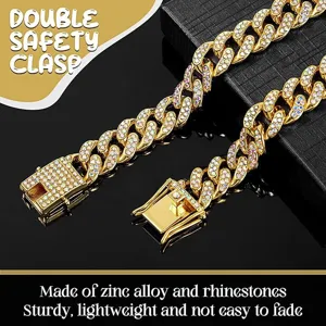 Stijlvolle 13mm gouden Cuban link halsband voor huisdieren met dubbele veilige sluiting