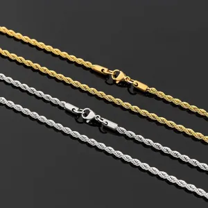 Gold and silver rope chains necklace minimalist twisted metal clavicle chain jewelry