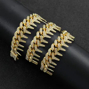 Iced-out spiked Cuban link chain necklace with full diamonds for men hip-hop fashion style
