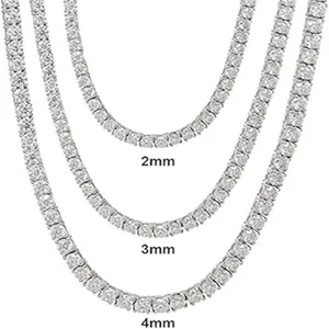 Comparison of high-quality silver tennis necklaces available in 2mm, 3mm, and 4mm widths