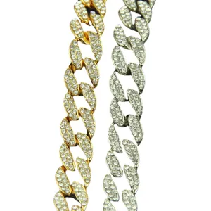 Iced out gold and silver Cuban link hip hop chains for men and women