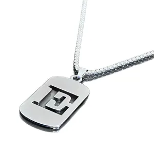 Elegant silver stainless steel pendant necklace with a stylish cutout letter E design