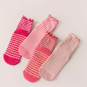 Calcetines de yoga antideslizantes para mujer pilates fitness con volantes y empuñaduras