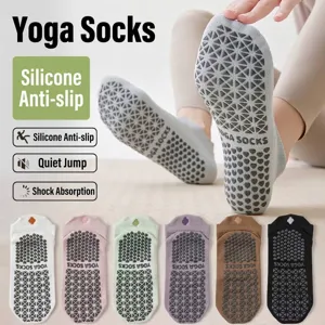 Women Anti-Slip Yoga Socks Breathable Pilates Floor Socks Cotton Grip Socks For Home Fitness Workout Sports