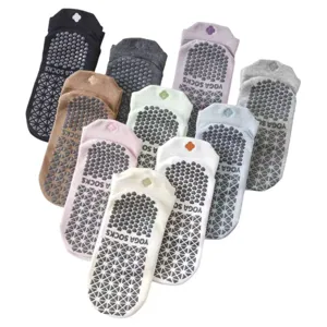 Non-slip yoga socks set in various colors with breathable Pilates floor grip design.