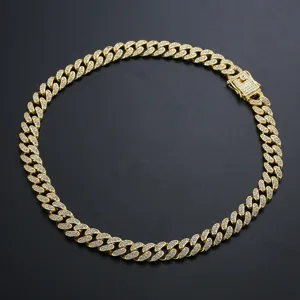 Premium iced out gold Cuban link chain necklace for hip hop street fashion jewelry