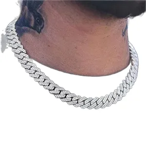 Iced out silver-toned Cuban link chain necklace for hip hop street style jewelry accessories