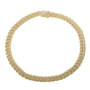Full rhinestone iced out gold plated Cuban link chain necklace for hip hop streetwear