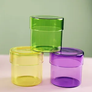Minimalistisch Borosilicaatglas Luchtdichte Voorraadpot Met Deksel Gekleurd Transparant Thee Granen Keuken Organizer Pot