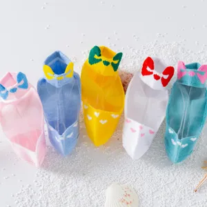 Atmungsaktive Eisseide-Kindersocken im Sommer mit süßen Schleifen und Herzmustern