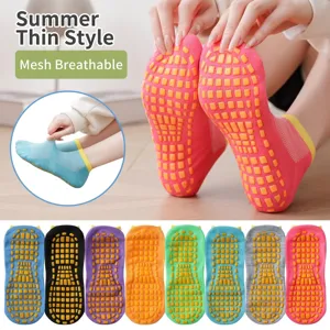 Unisex Mesh Atmungsaktiv Rutschfest Trampolin Socken Für Kinder Erwachsene Yoga Indoor Sport Baumwollmischung Boden Socken
