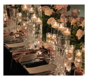 Elegante drijvende glazen kandelaars set voor romantische diner tafel decoratie