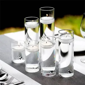Transparenter Borosilikatglas Zylinder Kerzenständer Schwimmkerzenbecher Für Romantische Hochzeit Party Abendessen Dekoration