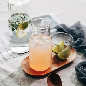 Ensemble de carafe à eau en verre borosilicaté avec plateau pour jus et boissons