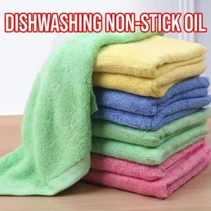 Multicolor absorbent microfiber kitchen dishcloth set for durable oil-free cleaning