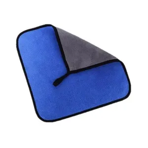 Paño de limpieza de microfibra grueso de doble cara para el hogar, azul y gris