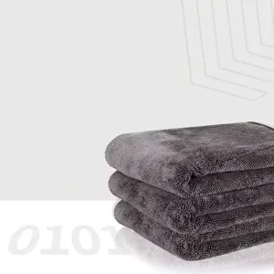 Panno per Asciugatura Auto in Microfibra Ciclo Intrecciato Trama a Treccia Alta Assorbenza Grigio Panno per Pulizia Doppio Lato
