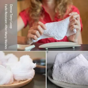 Premium white cotton hand towels and square kitchen cloths for hotel and home use