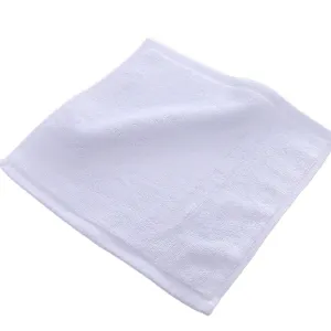 Soft and thick pure white cotton square hand towel for hotel, restaurant or kitchen