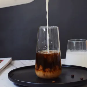 Transparenter Borosilikatglas Wassertropfen Becher fuer Kaffee Milch im Büro und Haus