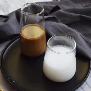 Hitzebeständiges Glasbecher Set, Wassertropfen Design für Kaffee, Saft und Milch Alltag.