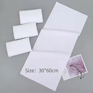 Disposable White Towel Absorbent Warp Knitted Microfiber Cleaning Cloth Scalloped Edge For Hotel Salon Barber Spa Household