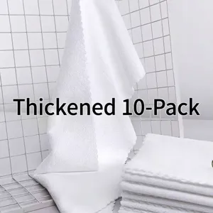 White Microfiber Towel Thickened Absorbent Quick Drying Washcloth For Home Hotel Bathroom Cleaning Disposable Face Hand Towel