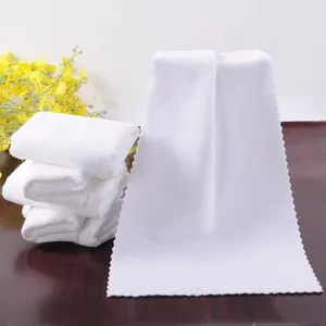 Close-up of white absorbent thickened towel with scalloped edges for hotel use