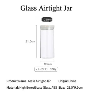 1250ml borosilicate glass airtight storage jar with white lid for kitchen organization