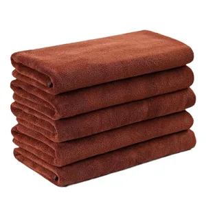 Juego de 5 toallas de microfibra gruesa color marrón para limpieza y secado de coche
