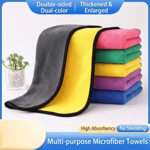 Detailed view showing multi-colored microfiber cleaning towels for household use