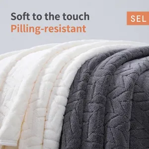Thick textured quick-dry bath towel with embossed pattern in white and grey