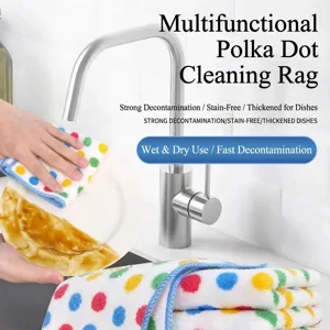 Multifunctional colorful polka dot microfiber cleaning cloth for kitchen and dishwashing