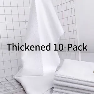 White Disposable Thickened Microfiber Washcloth Absorbent Scalloped Edge Face Towel For Hotel Salon Spa Daily Cleaning