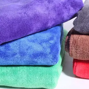 Close-up of colorful thickened absorbent microfiber car wash and cleaning towels