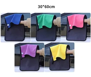 Set of 5 absorbent microfiber cleaning towels in 30x60cm size for car wash and home