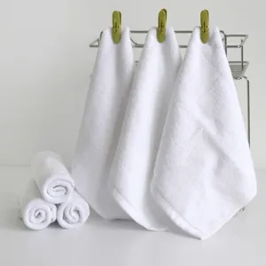 White Pure Cotton Square Towel Soft Absorbent Loop Pile Small Hand Washcloth For Hotel Restaurant Kindergarten Daily Home Use