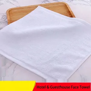 Set of 10 soft white cotton square hand towels for hotel, restaurant, and home use
