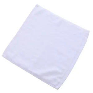 Soft white cotton square hand towel for hotel and restaurant use, plain minimalist design
