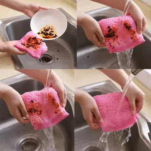 Thickened 30x30cm wood fiber cleaning cloth for easy dishwashing and oil removal