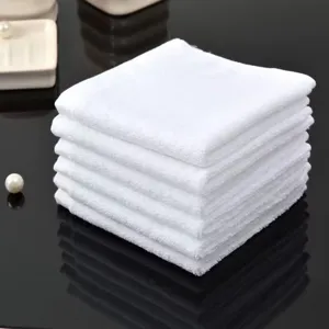 White Pure Cotton Face Towels Square Hand Towels Highly Absorbent Terry Washcloths For Hotel Restaurant Kindergarten Home Daily Cleaning