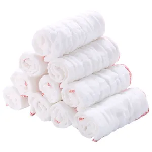 Strofinaccio in Pura Garza di Cotone Inspessito per Uso Domestico Bianco Bordo Overlock Rosso Assorbente Resistente all'Olio per Cucina