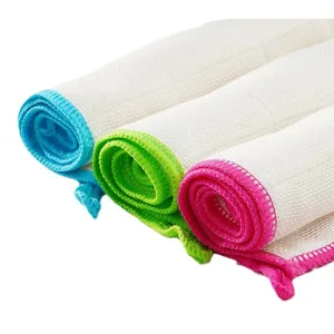 Panni da cucina in morbida fibra di legno con bordi colorati, set da 3 strofinacci