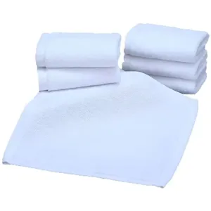 Premium set of 50 white pure cotton square towels for kids bathroom and hotel use