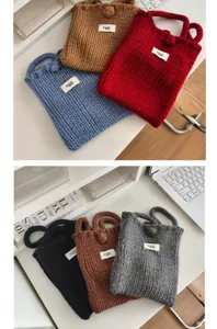 Variety of colorful handmade knitted mini crossbody bags for phone and accessories