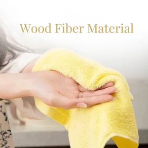 Paño de cocina de fibra de madera espesada ultra-absorbente, textura de microfibra amarilla