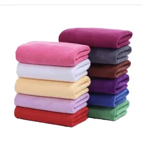 Set of absorbent multi-colored thickened microfiber cleaning towels for household kitchen use